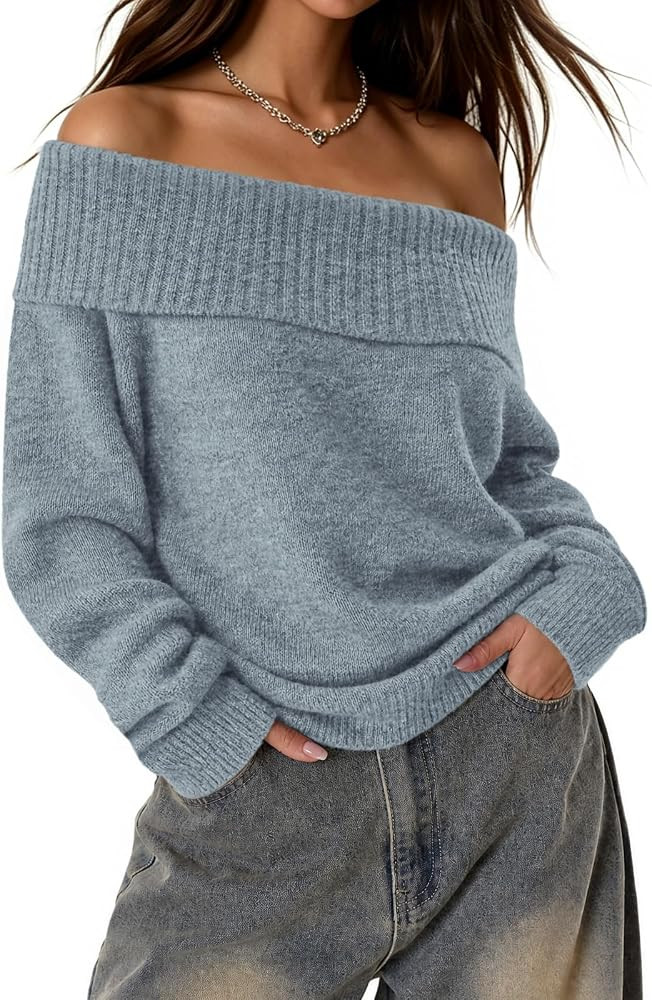 ATHMILE Off The Shoulder Sweater Women Fall Winter Teen Girl Going Out Tops | Amazon (US)