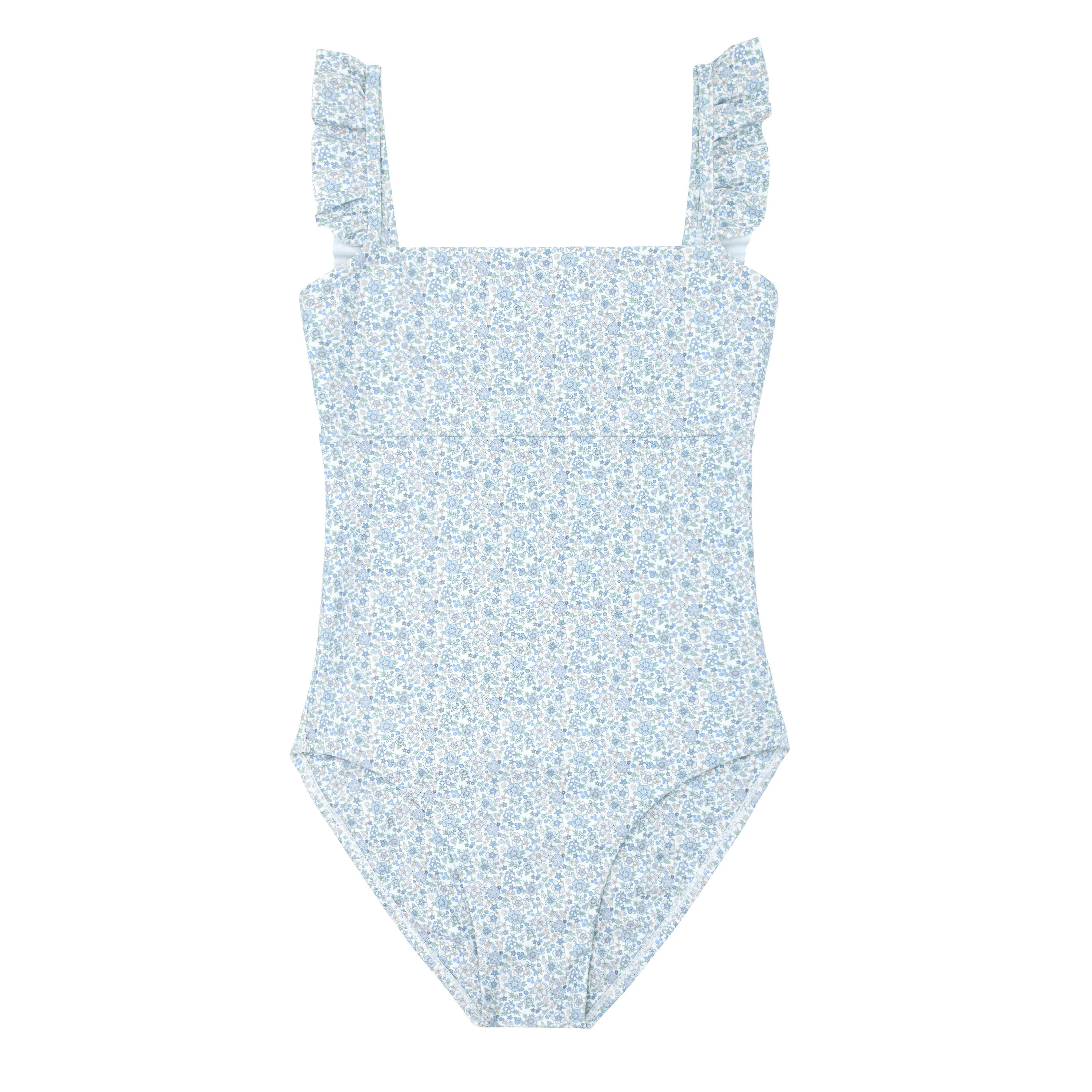 women's slate floral ruffle one piece | minnow