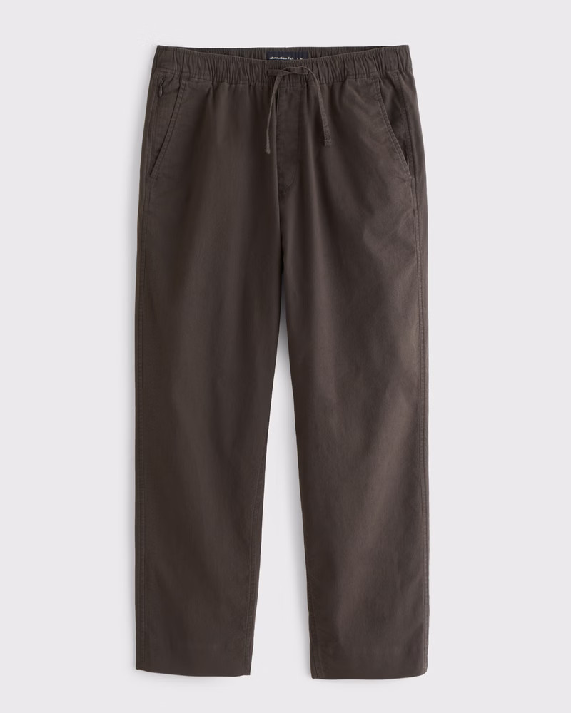 Abercrombie & Fitch Men's Loose Linen-Blend Pull-On Pant in Dark Brown - Size XS | Abercrombie & Fitch (US)