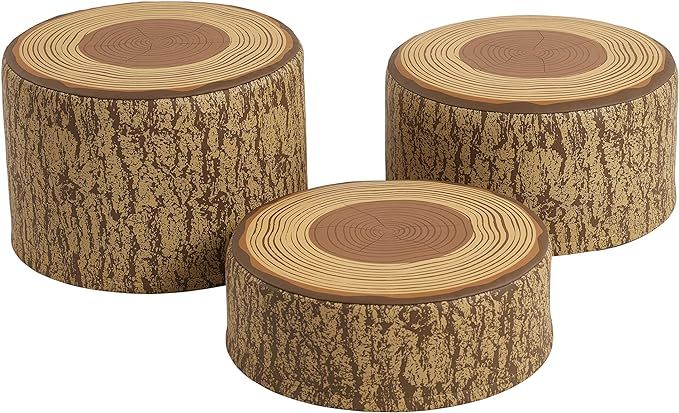 ECR4Kids SoftZone Tree Stump Stool Set - Round Foam Stools for Kids with Decorative Log Design (3... | Amazon (US)