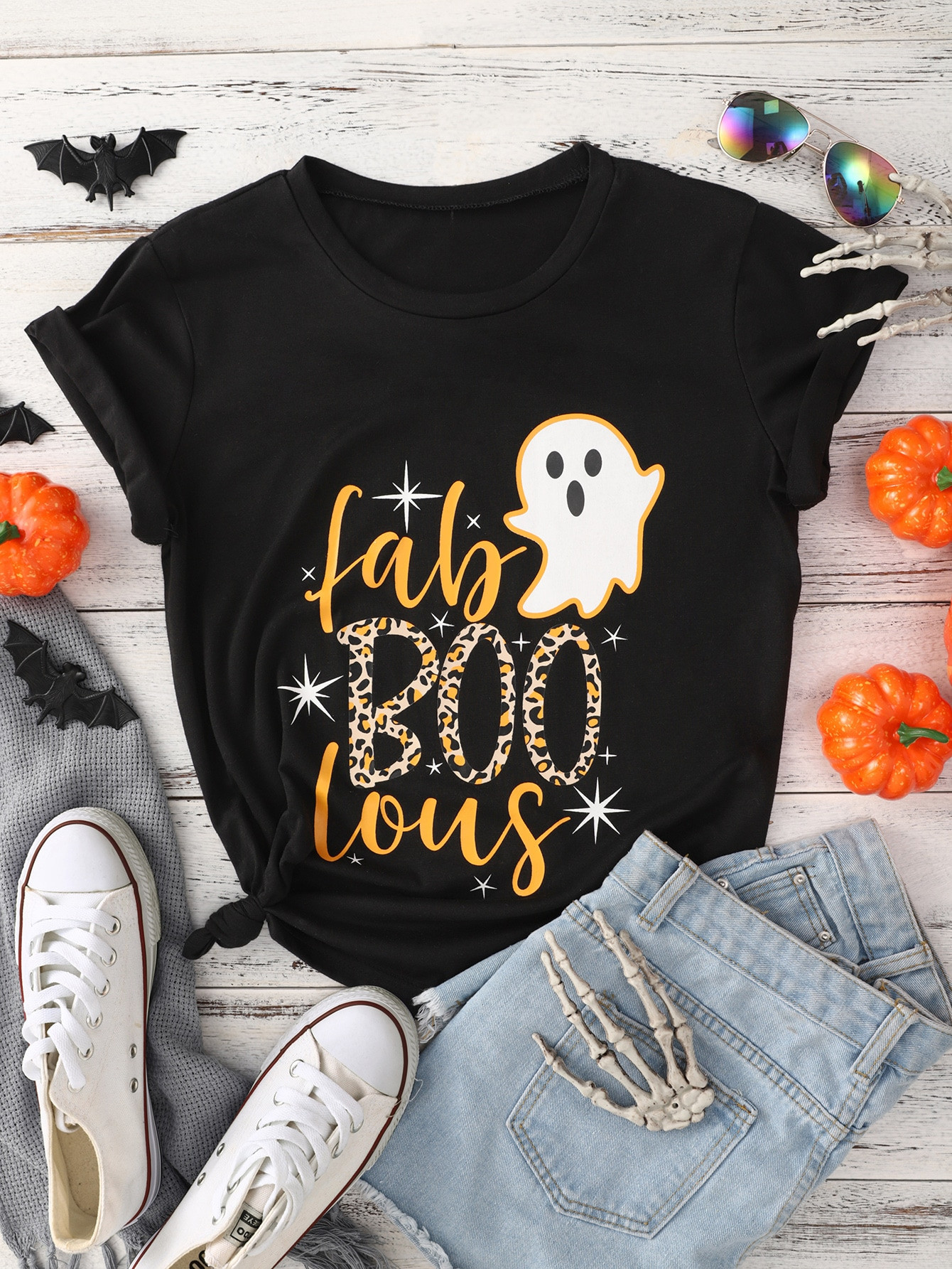 Halloween Print Round Neck Tee | SHEIN