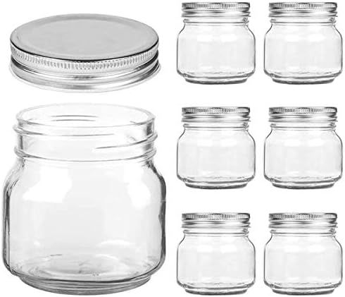 Mason Jars Regular Mouth - 8 oz Clear Glass Jars with Silver Metal Lids for Sealing, Food Storage... | Amazon (US)