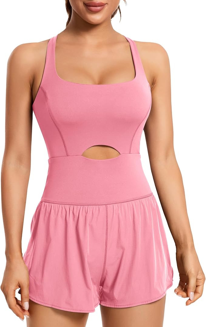 Athletic Rompers Jumpsuits for Women - One Piece Fitted Onesie Overalls for Workout Yoga Sports | Amazon (US)