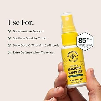 Propolis Throat Spray by Beekeeper's Naturals - 95% Bee Propolis Extract, Natural Immune Support ... | Amazon (US)