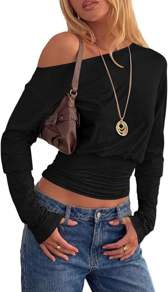 PRETTYGARDEN Womens Loose Fit Off the Shoulder Tops Batwing Sleeve Shirts | Amazon (US)