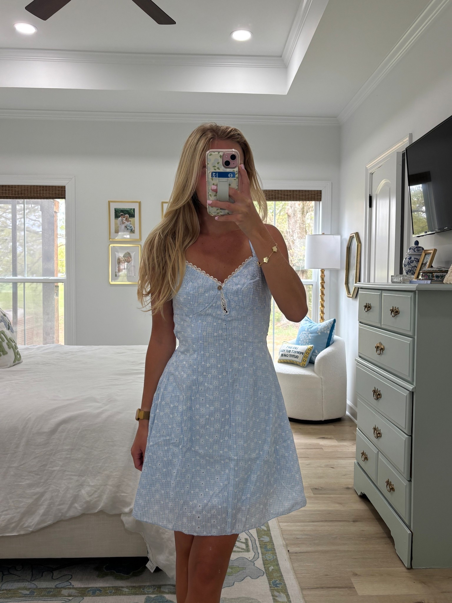 Super cute dress! More on the dressy side with an open back 🩵 wearing the XS! Stick with your size 

#LTKTravel #LTKBeauty #LTKSaleAlert