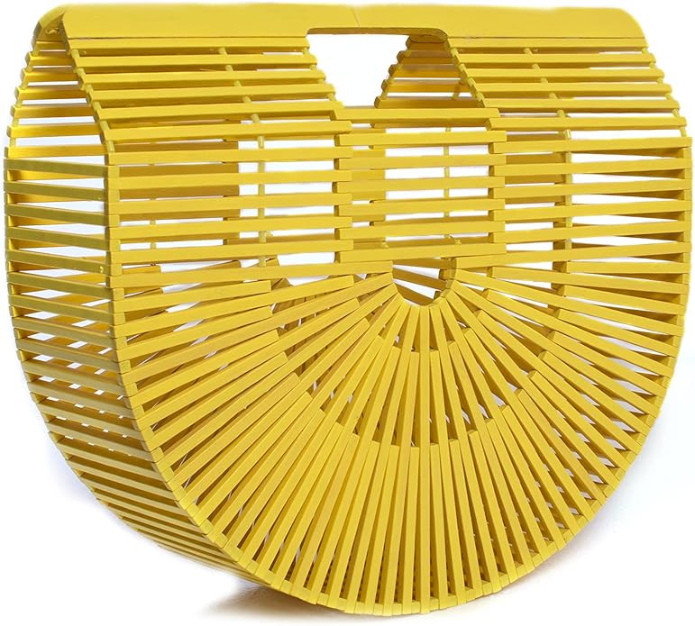 Women's Bamboo Handbag by Handmade Straw Bag,Tote Bamboo Purse Natural Basket Bag for Summer Beac... | Amazon (US)