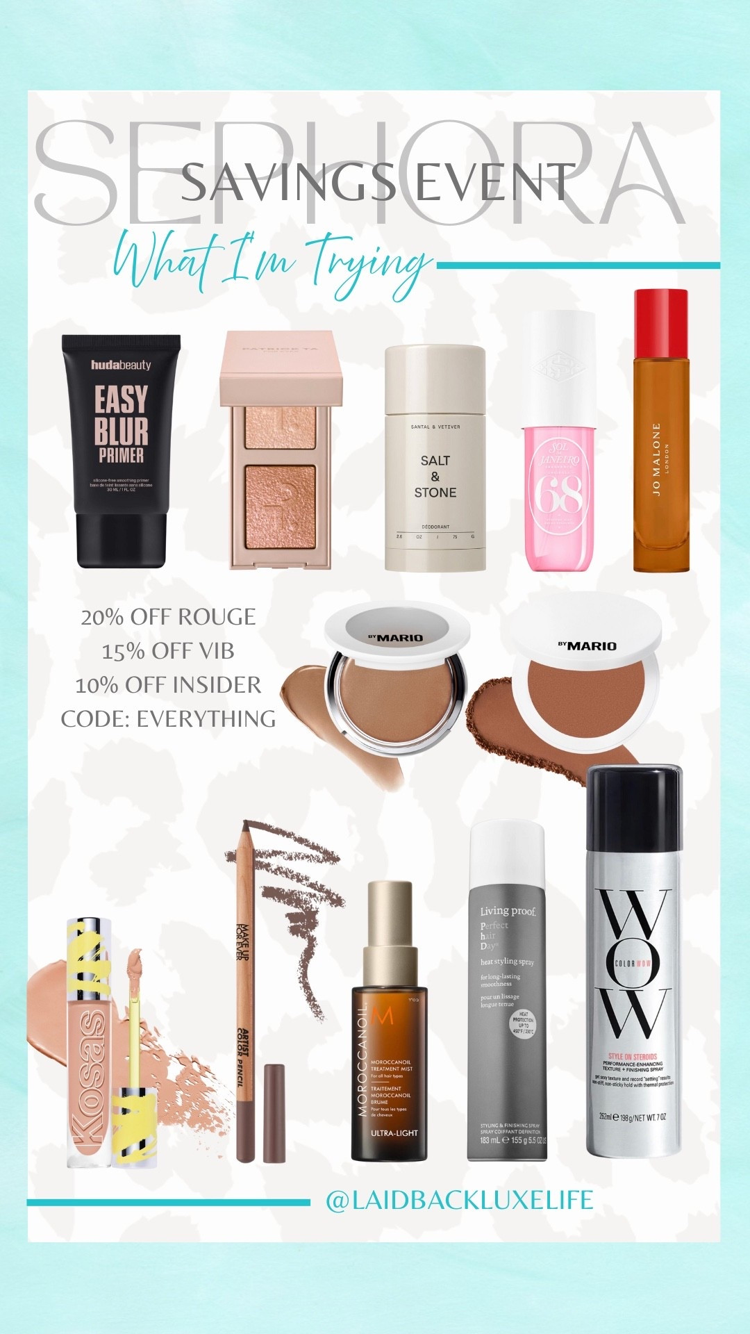 
Sephora Savings Event 10/31-11/10! Use code: EVERYTHING at checkout. I love shopping this sale to restock on products I love, try new products and do some holiday shopping!!

Sephora Sale, beauty sale, Sephora haul, Sephora beauty, my Sephora favorites, Sephora bestsellers, gift ideas for her, hair routine, gift guide @sephora #LaidbackLuxeLife

Rouge members save 20% 
VIB members save 15%
Insider members save 10%

Shades:
Patrick Ta eyeshadow duo ‘When The Sunsets’
Makeup Forever Lip liner (can use to contour too!) ‘Endless Cacao’
Kosas color corrector ‘Illusion’
Makeup by Mario skin enhancer ‘Medium Dark’
Makeup by Mario blurring bronzer ‘Dark’

Hey Beautiful! Feel free to comment on this post if you have any questions! 🫶🏽

Follow me for more fashion finds, beauty faves, lifestyle, home decor, sales and more! So glad you’re here!! XO, Karma

#LTKSaleAlert #LTKGiftGuide #LTKBeauty