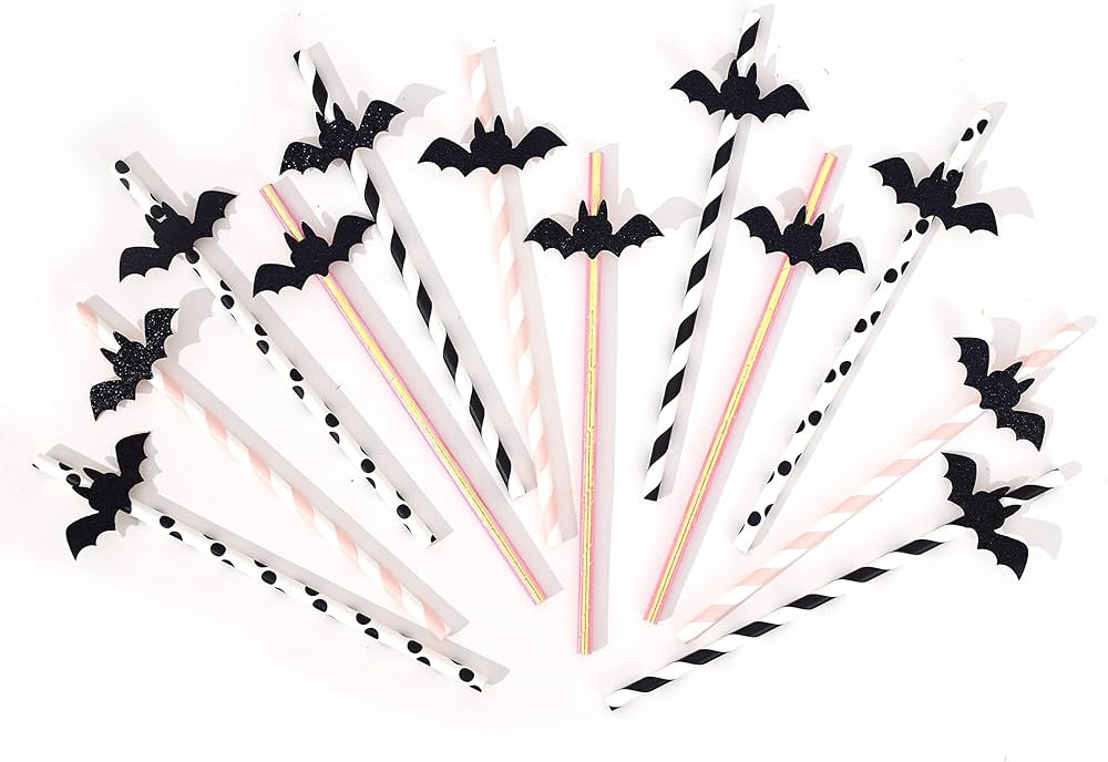 VAVAYAO Halloween Decorative Straws - Halloween Paper Straws,Pink Halloween Ornaments, Halloween ... | Amazon (US)