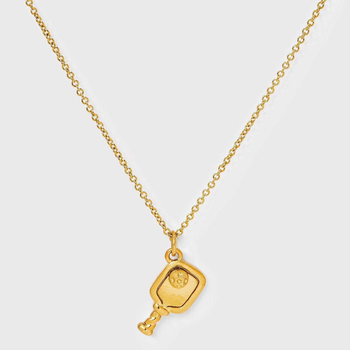 Tiny Tags 14K Gold Ion Plated Pickle Ball Necklace | Target