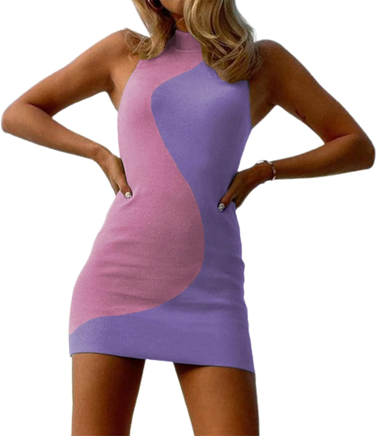 Floral Printed Bodycon Mini Tank Dress Sleeveless Racerback Slim Short Dress Y2k Streetwear | Amazon (US)