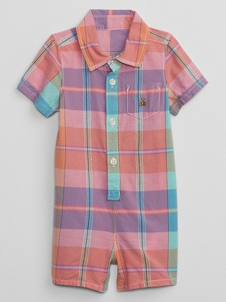 Baby Plaid Pocket Romper | Gap Factory