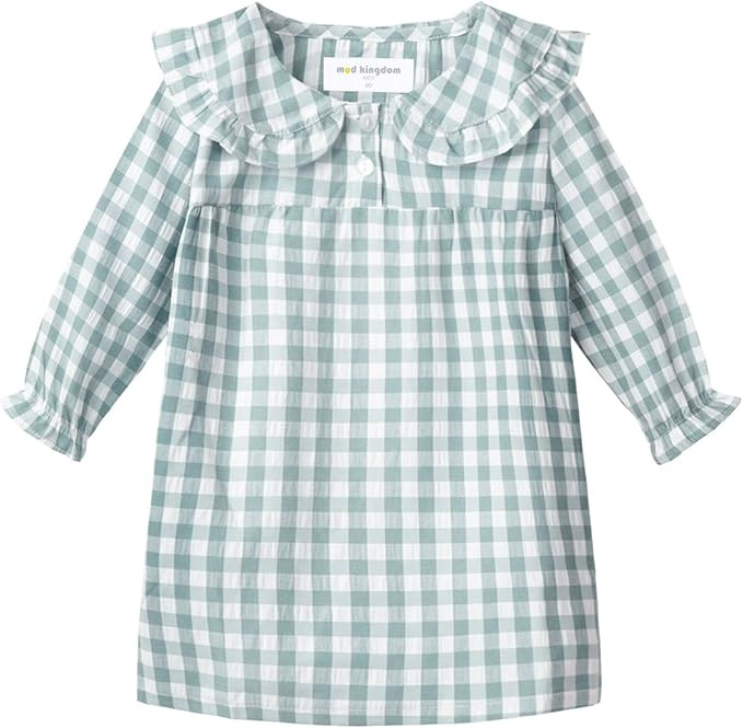 Mud Kingdom Big Girls Ruffle Collar Nightgowns Plaid Long Sleeve | Amazon (US)