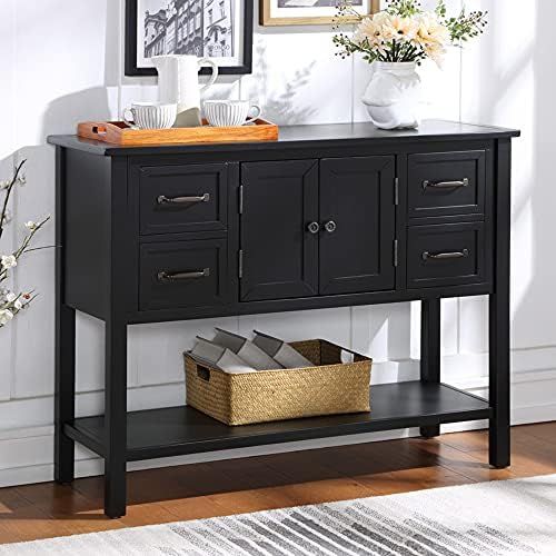 Amazon.com - P PURLOVE Console Table Buffet Sideboard with Storage Drawers Cabinets and Bottom Sh... | Amazon (US)