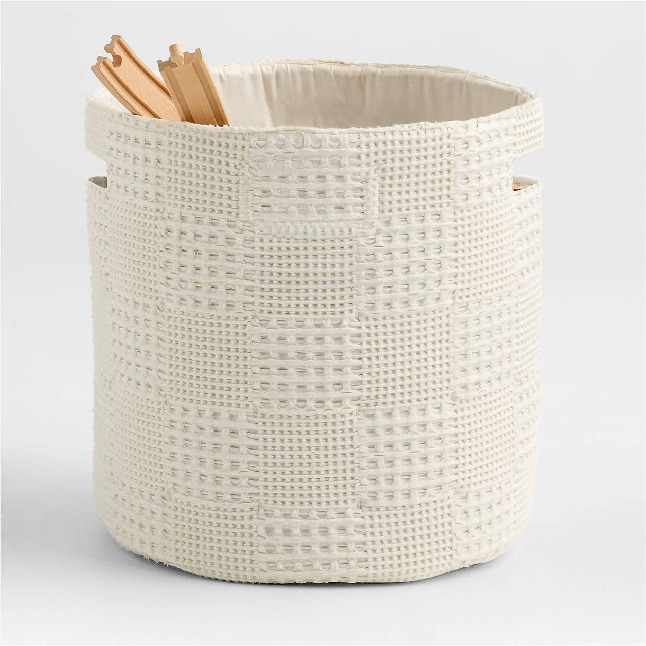 Nella Cream Organic Cotton Floor Storage Bin with Handles + Reviews | Crate & Kids | Crate & Barrel