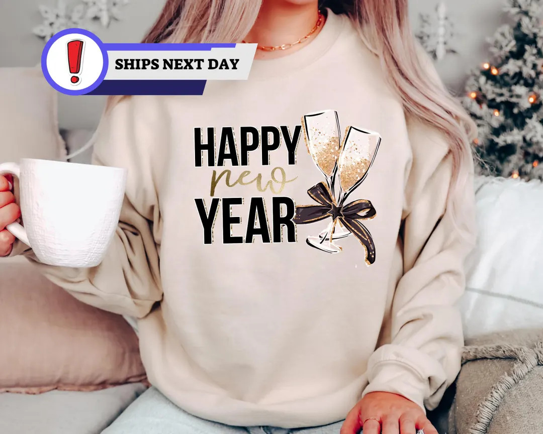Happy New Year Sweatshirt: Cheers Champagne, Unisex Fit | Etsy (US)