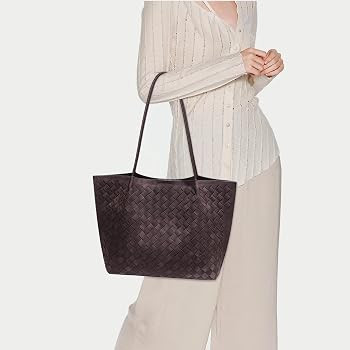 Women's Luxury Handmade Woven Tote Bag, Beach Bag Set, Elegant Age Reducing Travel Commuter Bag S... | Amazon (US)