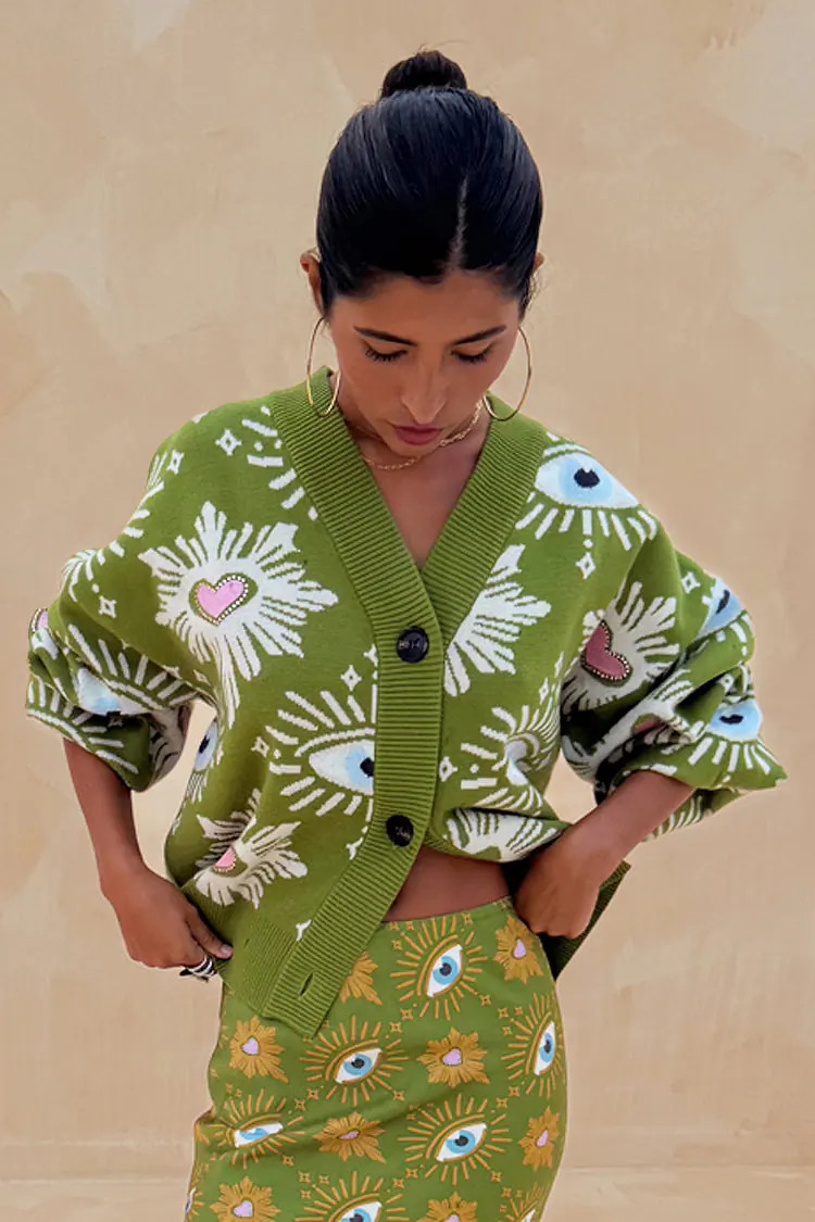 Khaki Eye Cardigan | Never Fully Dressed US