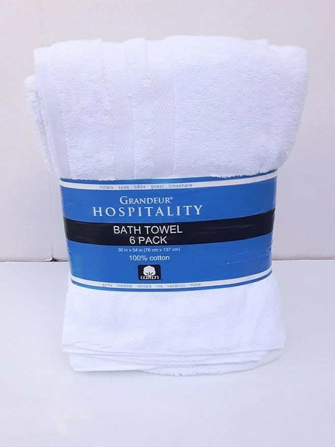 Grandeur Hospitality Bath Towel 6 Pack 34" x 54" 100% Cotton 6 Pack | Amazon (US)