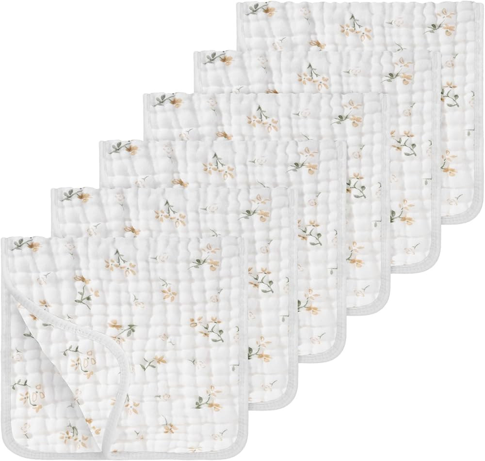 Looxii Muslin Burp Cloths 100% Cotton Muslin Cloths Large 20''x10'' Extra Soft and Absorbent 6 Pa... | Amazon (US)