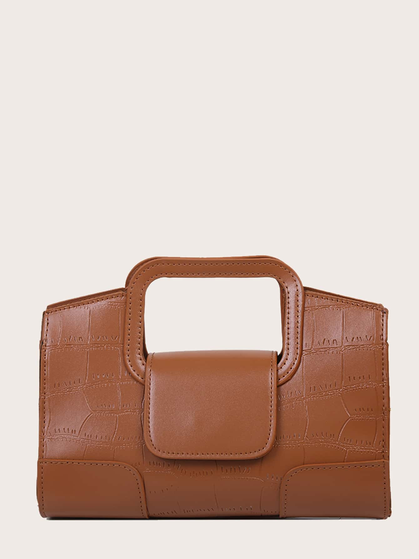 Crocodile Embossed Satchel Bag | SHEIN