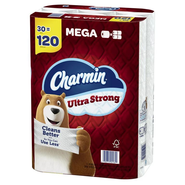 Charmin Ultra Strong Toilet Paper Mega Roll, 242 Sheets per Roll, 30 Count | Walmart (US)