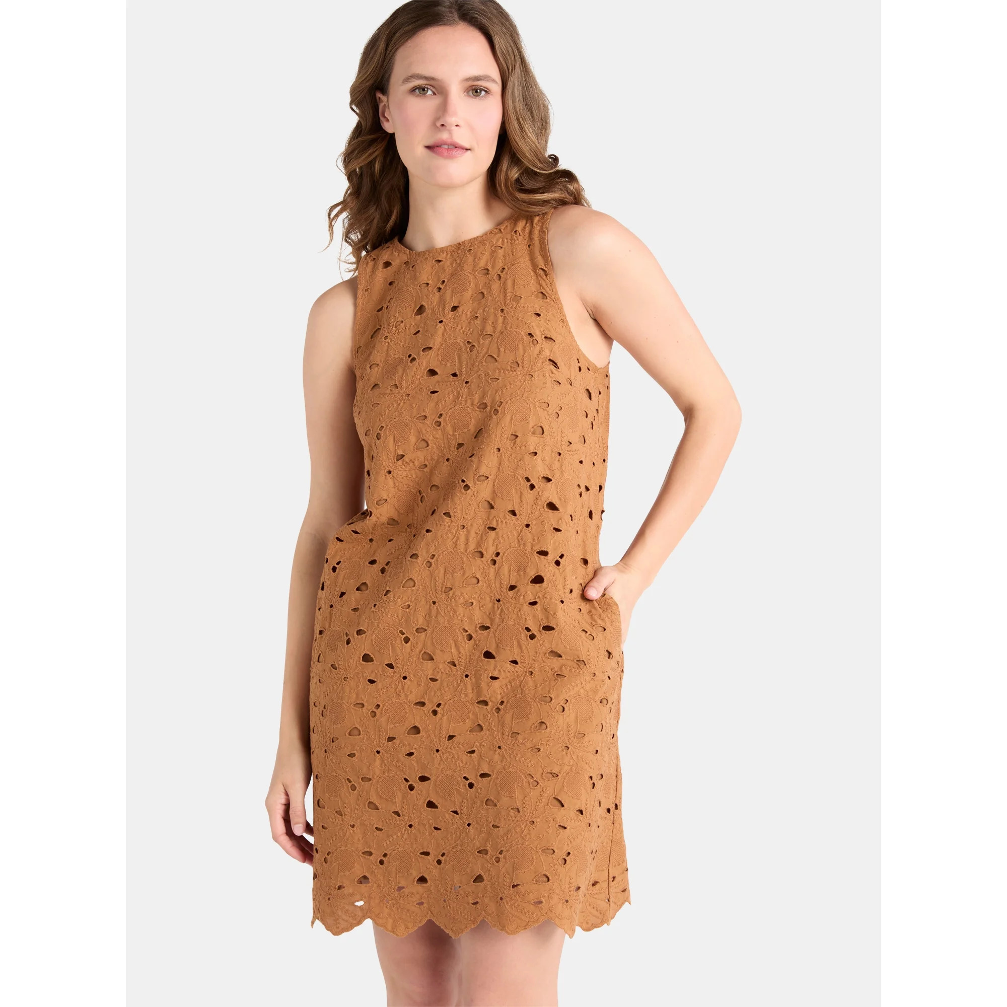 Time and Tru Women's Eyelet Embroidered Mini Dress, Sizes XS-XXXL - Walmart.com | Walmart (US)