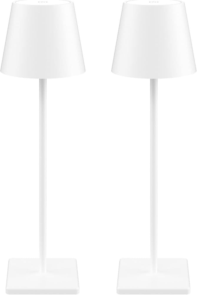 Howskys 2 Pack White Cordless Table Lamp,5500mAh Battery Powered Table Lamp,3W Touch Rechargeable... | Amazon (US)