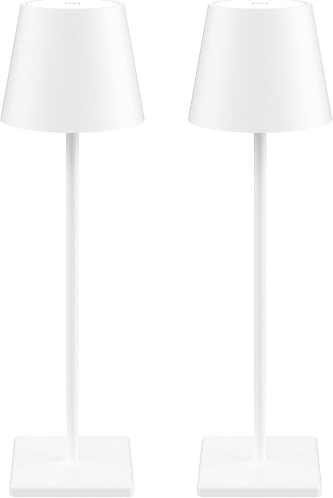 2 Pack White Cordless Table Lamp,5500mAh Battery Powered Table Lamp,3W Touch Rechargeable Battery... | Amazon (US)