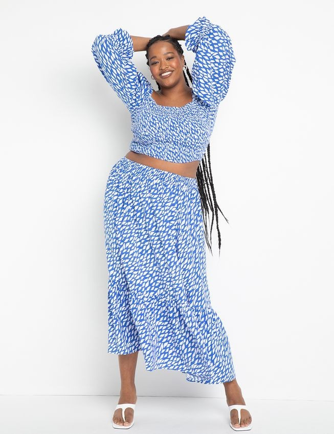 Smocked Waist Tiered Skirt | Eloquii