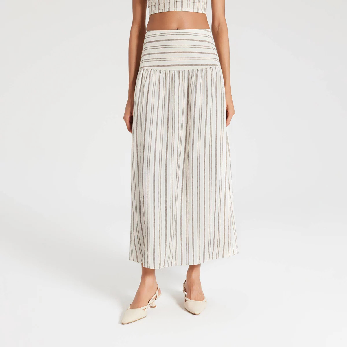 Women's Pleated Curved Yoke Maxi A-Line Skirt - A New Day™ | Target