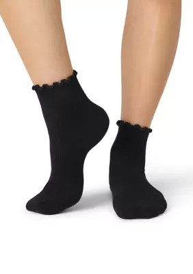 Bombas Women's Solid Frilly True Rib Lightweight Quarter Socks | Belk