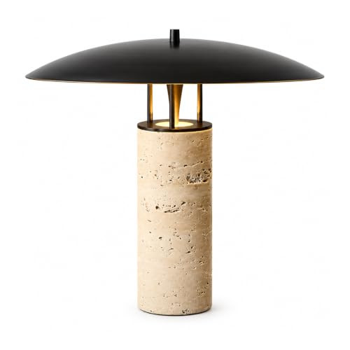 Mid-Century Modern Marble Table Lamp Natural Travertine Bedside Lamp | Amazon (US)