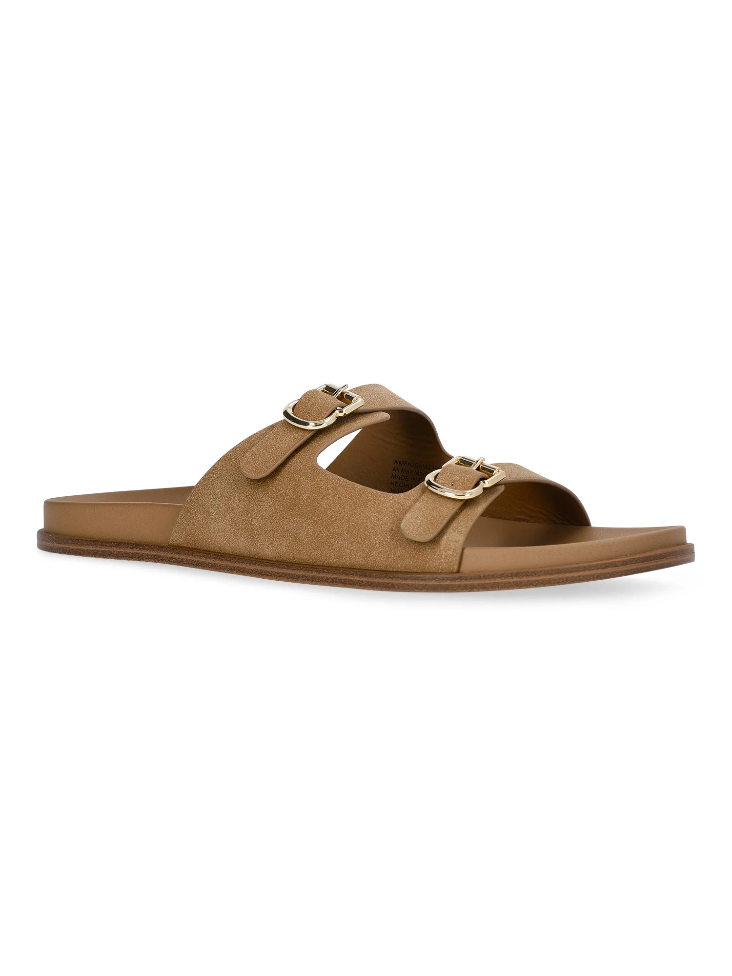 Free Assembly Women's Double Strap Footbed Slide Sandals | Walmart (US)