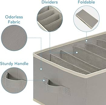 3 Pcs Large Size Wardrobe Clothes Organizers 6 Grids for Pants, Jeans, Sweater, T-shirt, Thin Coa... | Amazon (US)