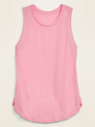 UltraLite Jersey Mesh-Trim Shirttail-Hem Tank Top for Women | Old Navy (US)