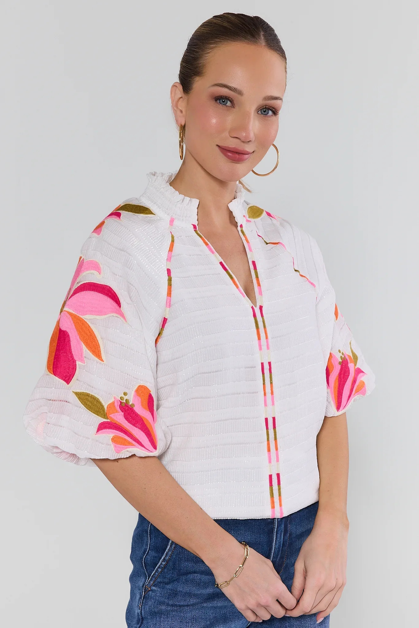 Annette White Floral Top by THML | Avara