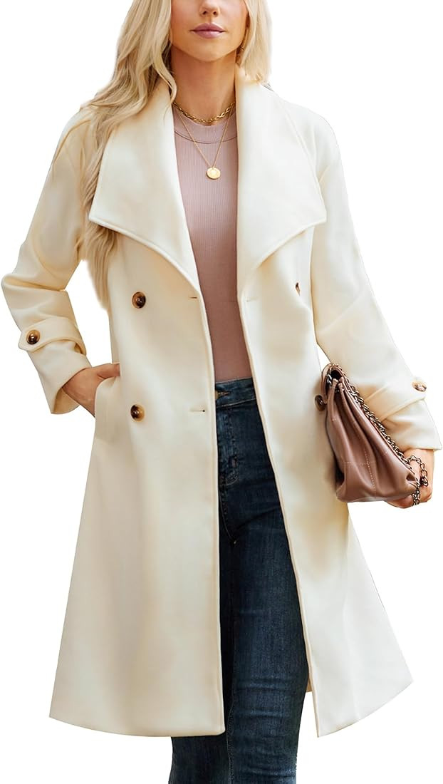 GRACE KARIN 2024 Womens Wool Coat Double Breasted Outwear Lapel Jacket Long Winter Pea Coats Tren... | Amazon (US)