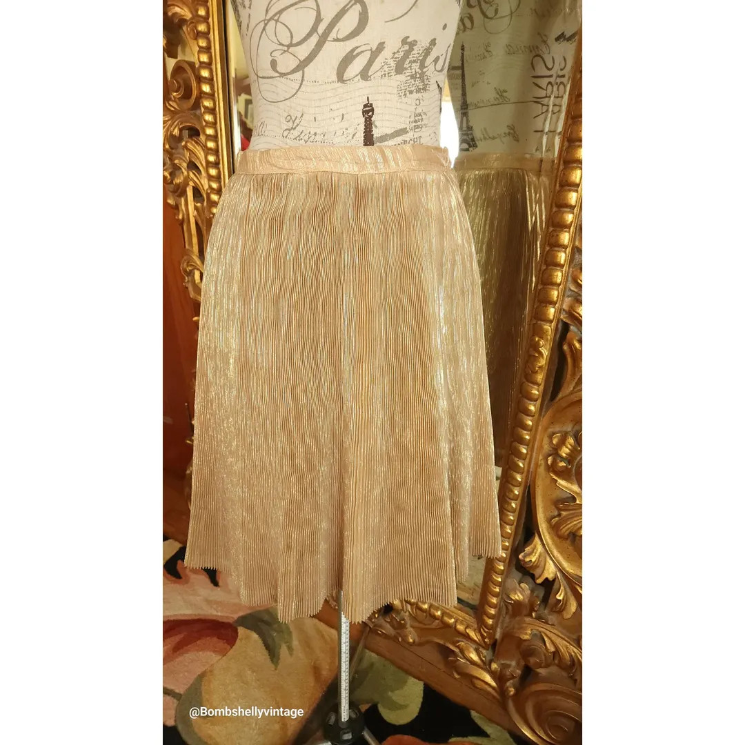 Vintage 60's Gold Lamé Crytal Pleated Mini Skirt - Etsy | Etsy (US)