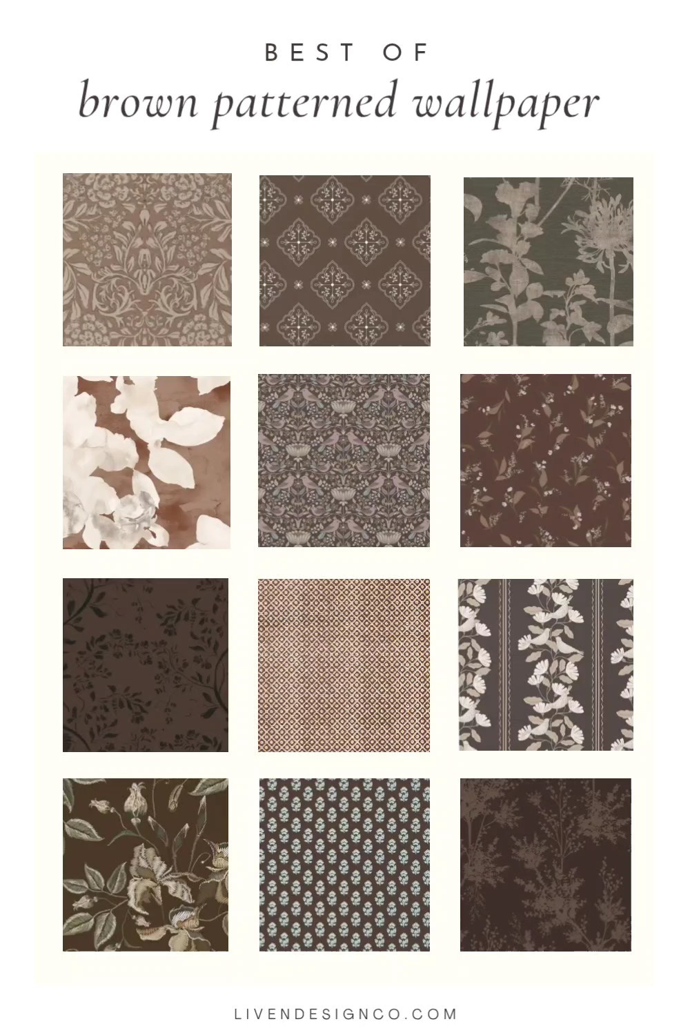 Brown patterned wallpaper. Geometric wallpaper. Botanical wallpaper. William Morris wallpaper. Floral wallpaper. Temporary wallpaper. Peel and stick wallpaper. Unpasted wallpaper. 

#LTKSeasonal #LTKHome #LTKSaleAlert