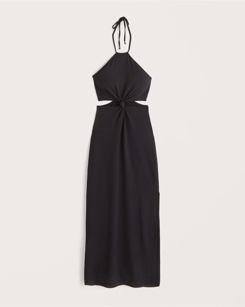 Knotted Halter Cutout Maxi Dress | Abercrombie & Fitch (US)