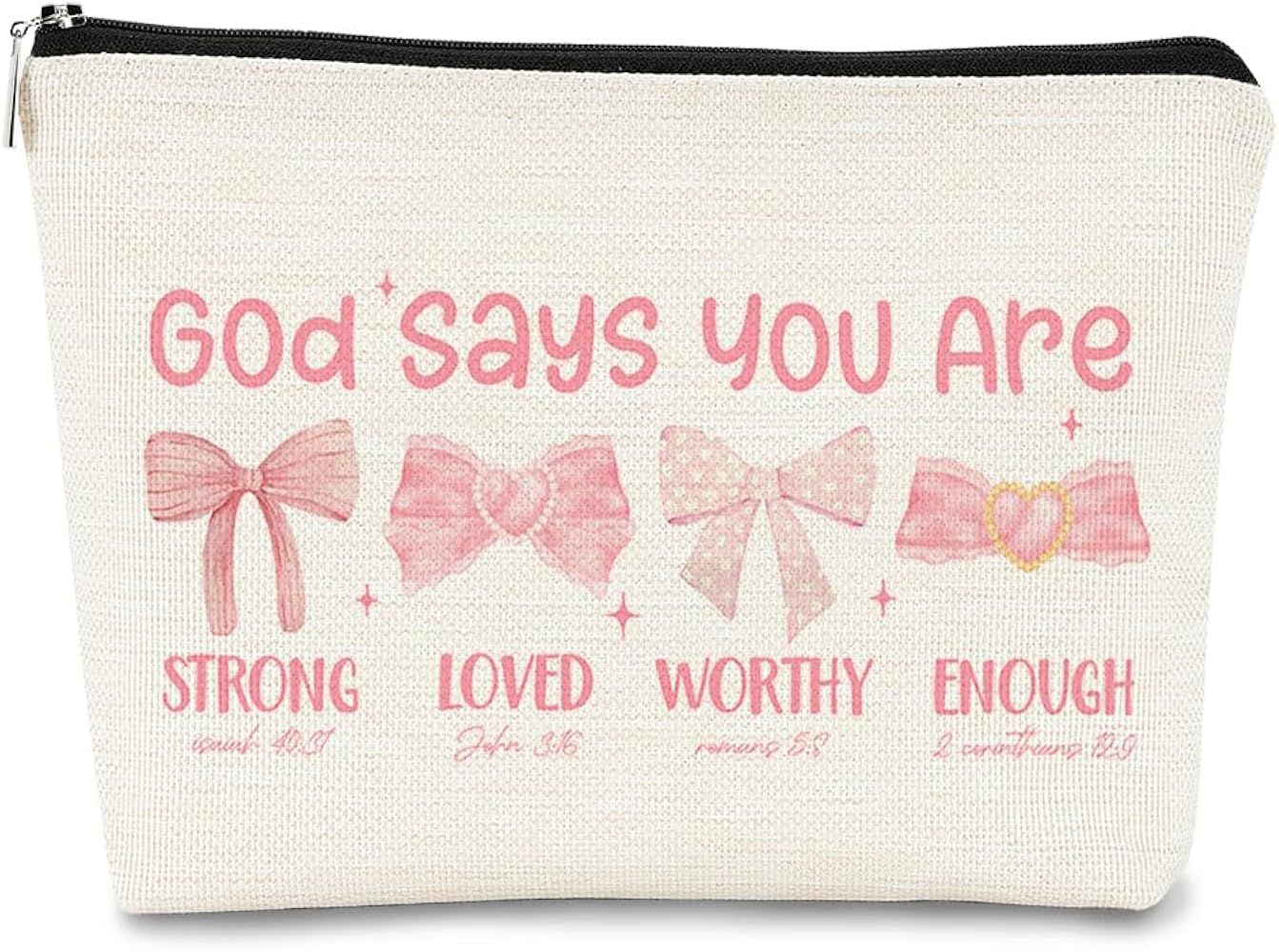 God Says You are Pink Coquette Bow Makeup Bag, Christian Gifts for Women, Cute Makeup Bag, Trendy... | Amazon (US)