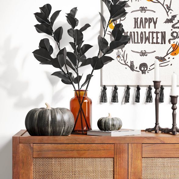 Large Glazed Ceramic Pumpkin Black - Threshold™ | Target