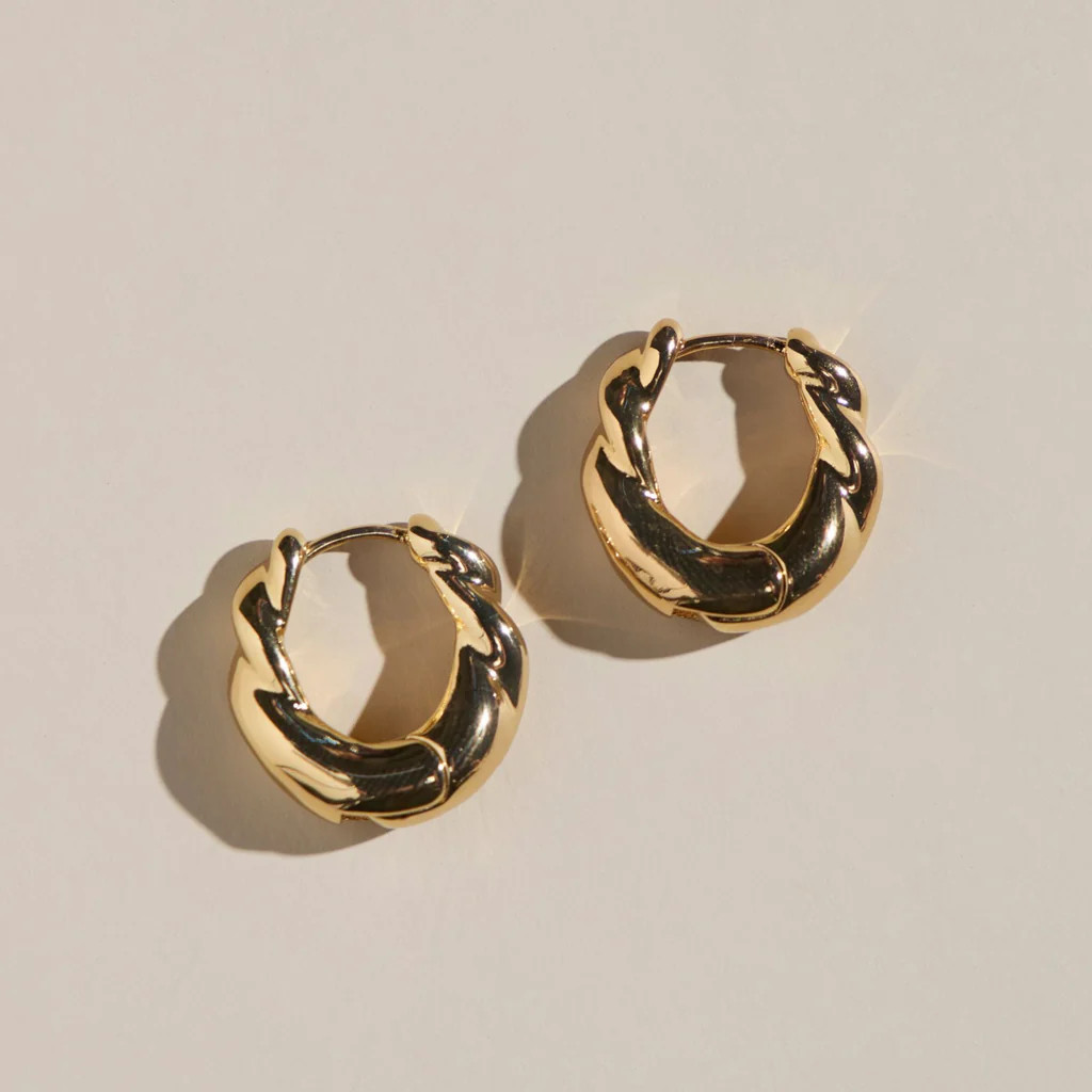 Gold Wide Twist Hoops | Nickel and Suede