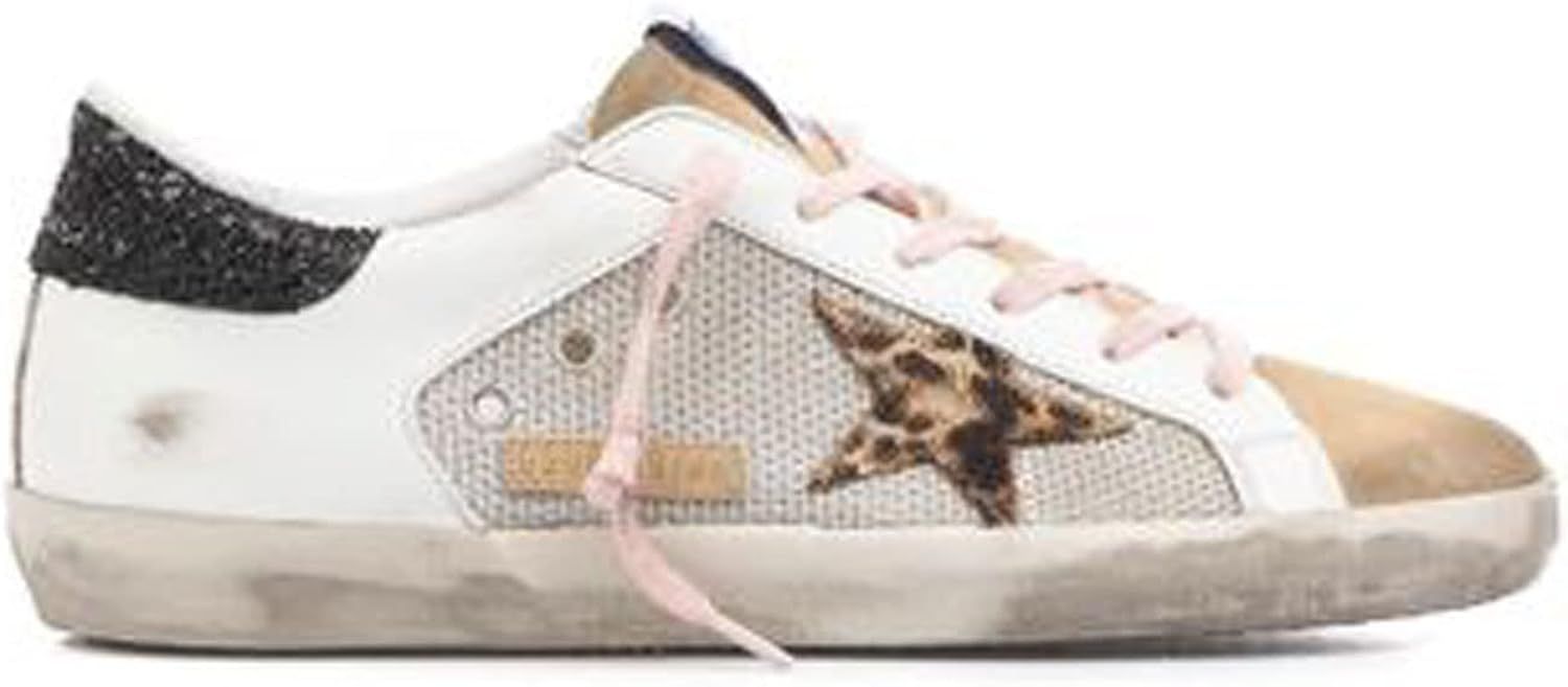 Golden Goose Super-Star Net and Leather Upper Suede Toe Leopard Horsy Star Glitter Heel Womens Sn... | Amazon (US)