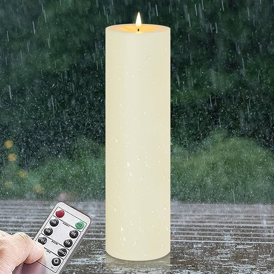 4" x 14" Flameless LED Waterproof Remote Pillar Candles, Timer Battery Operated Flickering Large ... | Amazon (US)