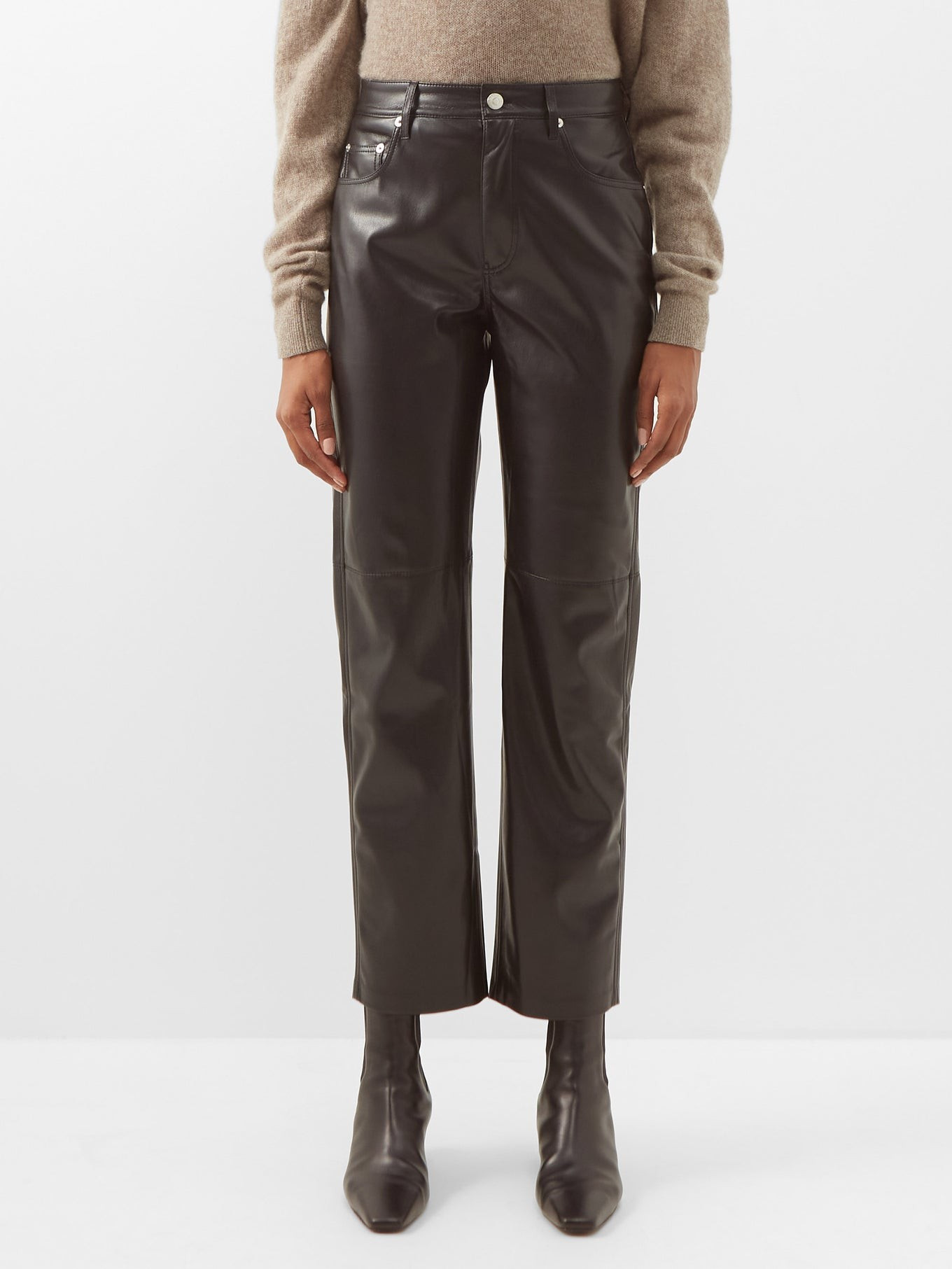 Vinni faux-leather straight-leg trousers | Nanushka | Matches (UK)