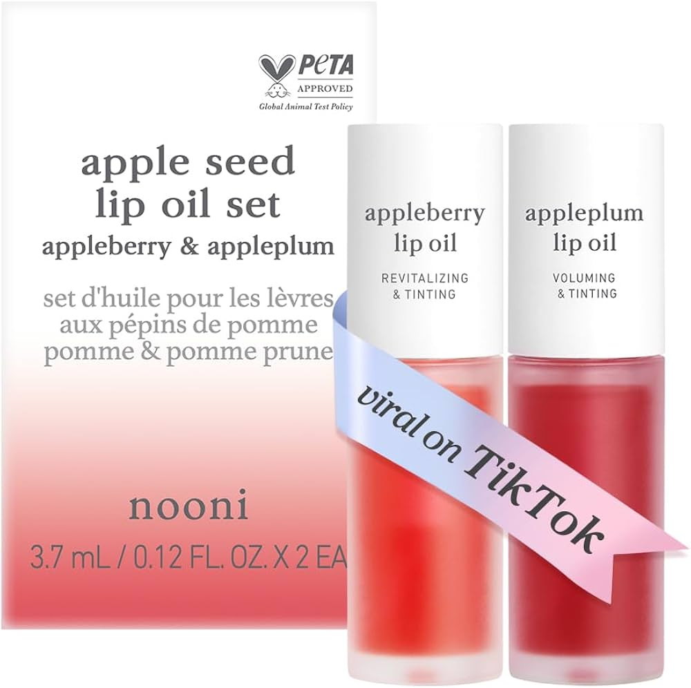 NOONI Vegan Appleseed Lip Oil Set - Appleberry & Appleplum | Long-Lasting, Moisturizing, Plumping... | Amazon (US)