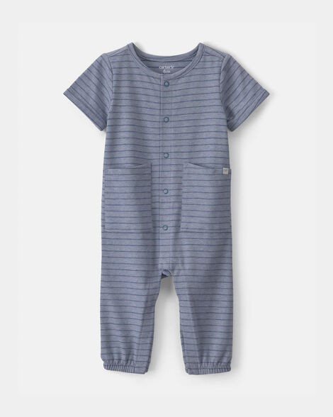 Baby Boy Striped Jumpsuit - Blue | Carter's | Carter's Inc
