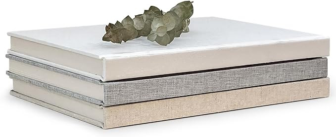 Decorative Book Set | Large Linen Covered Book Set | Set of 3 Real Fabric Hardcover Book for Deco... | Amazon (US)